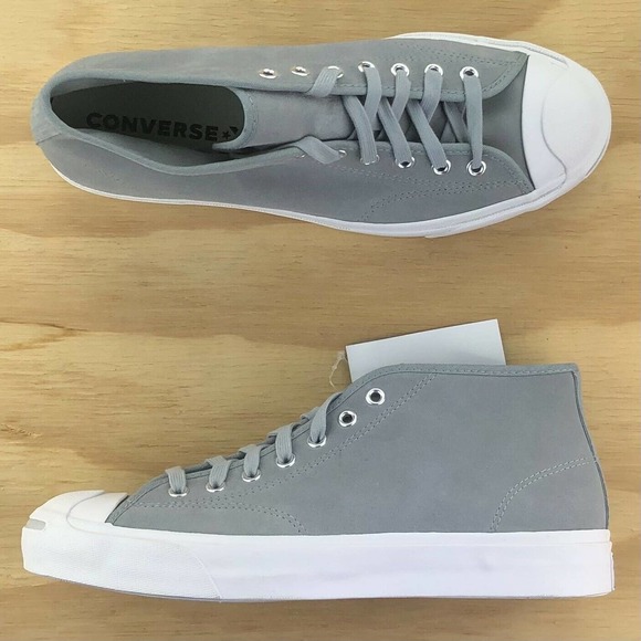 Converse Jack Purcell Mid Top Suede Gray Sneakers - Picture 4 of 9